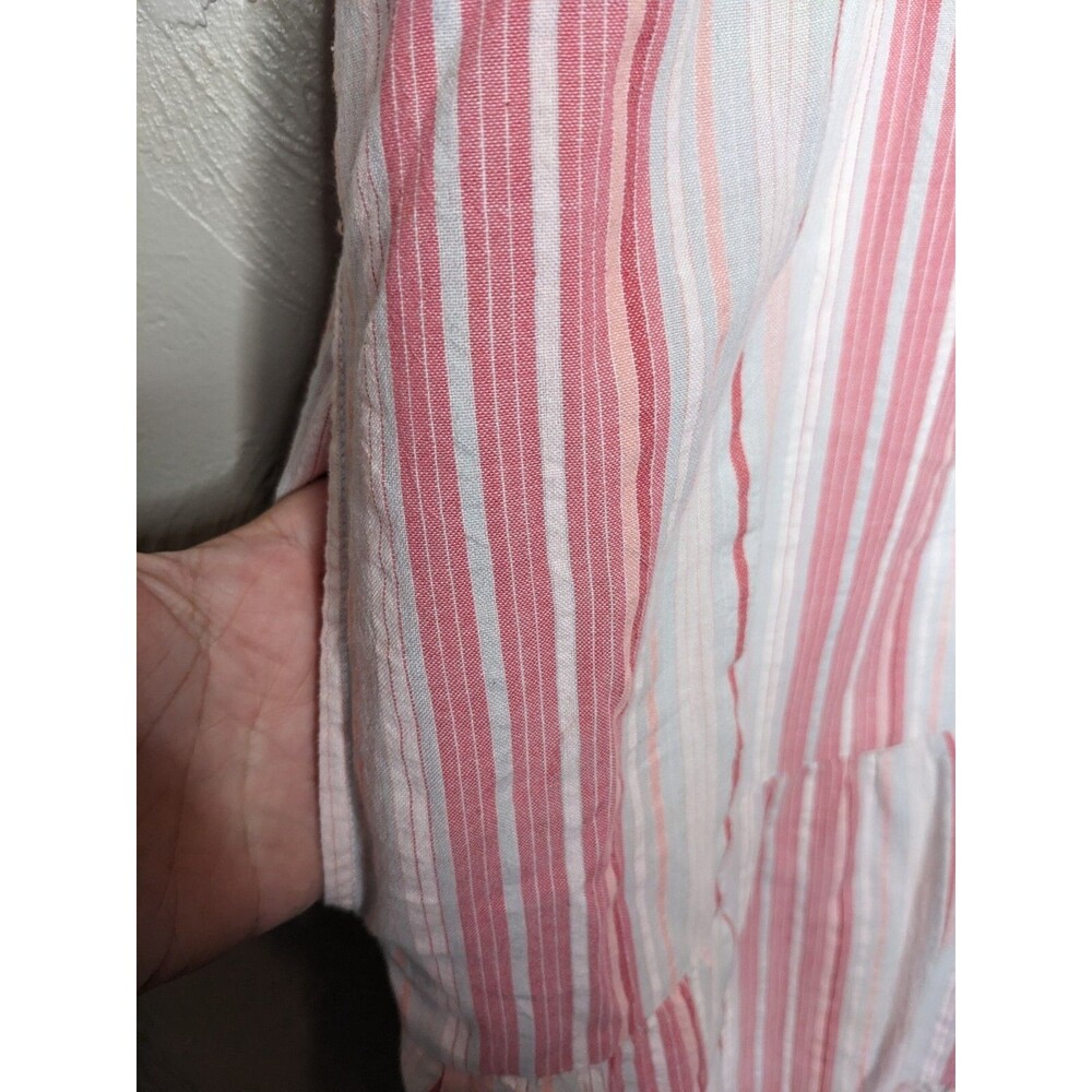 J. Jill Womens Large Pink White Stripe Cotton Lined V-Neck Maxi Dress Pockets - Picture 6 of 7